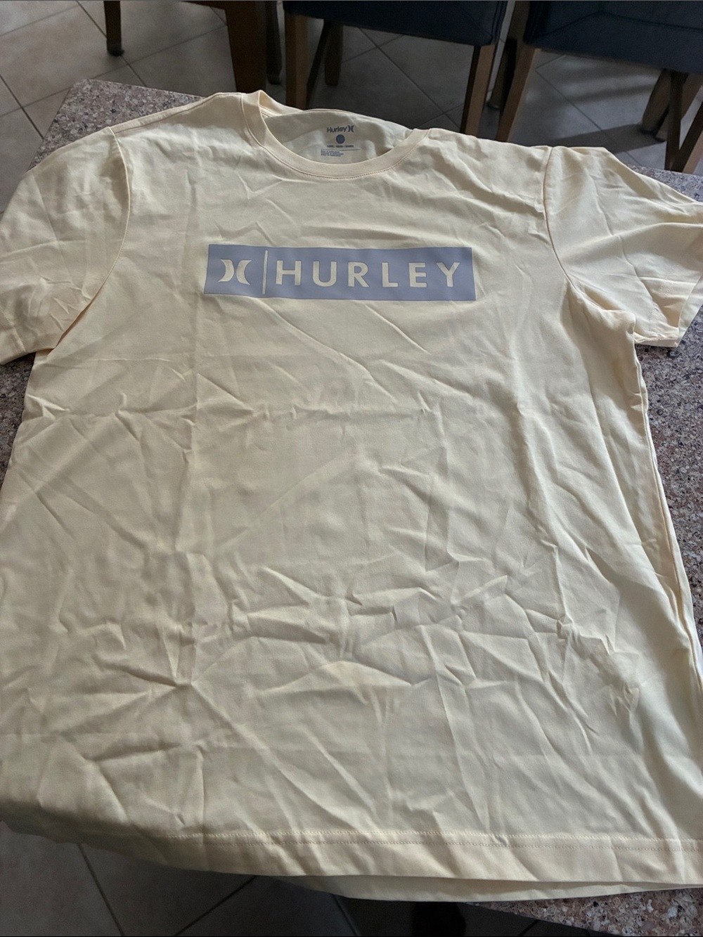 Hurley Men's Pale Yellow Logo Short Sleeve Tee